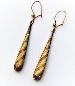 【送料無料】ネックレス　ヴィンテージイエローローズゴールドロングドロップイヤリングvintage 9ct 9k yellow amp; rose gold torpedo bomb long drop earrings