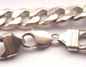 【送料無料】ネックレス　ソリッドスターリングシルバーリンクブレスレットチェーンビンテージレトロstunning heavy 925 solid sterling silver curb link bracelet chain vintage retro