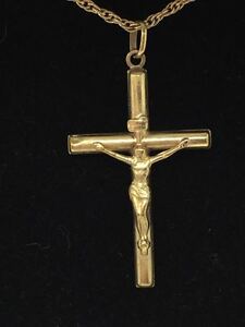 【送料無料】ネックレス　ゴールドチェーンロンドンlovely 9ct gold crucifix amp; chain london assayed very well hallmarked