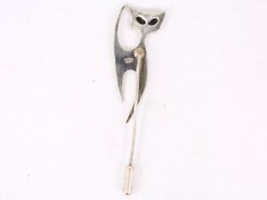 【送料無料】ネックレス　タイピンブローチバッジスターリングシルバービンテージcat tie pin brooch badge sterling silver vintage 925 32g bt84