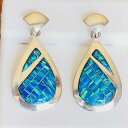 【送料無料】ネックレス オパールスターリングシルバードロップイヤリングレディースlarge bright blue fire opal drop dangle sterling silver 925 earrings ladies