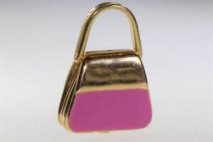 楽天hokushin【送料無料】ネックレス　14kyellow gold 3d bag handbag purse charm pendantpink enamel estate14k yellow gold 3d bag handbag purse charm pendant pink