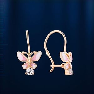 楽天hokushin【送料無料】ネックレス　ロシアローズゴールドイヤリングピンクエナメルrussian rose gold 14k 585 kids earrings pink enamel and cz nwt stunning 137 g