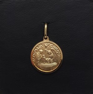 ネックレス　イエローゴールドラウンドメダルドルmiran 081180 9k yellow gold round confirmation medal 18g rrp225