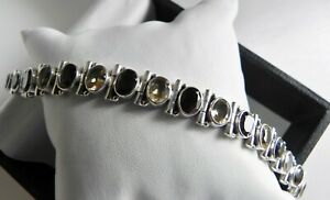 【送料無料】ネックレス gスターリングシルバースモーキークオーツシトリンヒンジブレスレットglamorous 27g sterling silver 925 smokey quartz citrine fully hinged bracelet