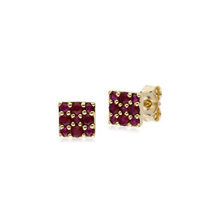 【送料無料】ネックレス　イエローゴールドルビークラスタパネルスタッドイヤリングgemondo 9ct yellow..