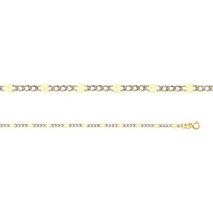 ネックレス　ソリッドイタリアンゴールドスタンプホワイトフィガロチェーン14kt solid italian gold stamped white pave figaro chain 3mm 18, 20, 22, 24