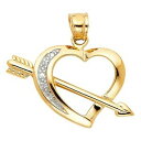 ネックレス　キューピッドピュアトーンイタリアソリッドゴールドイリュージョンペンダントheart amp; cupid arrow pure 14k two tone italian solid gold illusions dc pendant