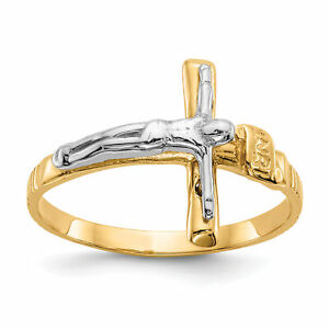【送料無料】ネックレス　トーンカラーリング14k twotone polished inri crucifix ring k5122