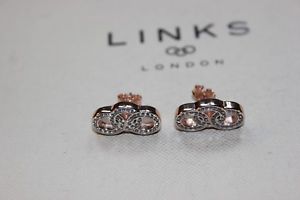 genuine links of london 18kt rose gold vermeil signature link sapphire earringsロンドンローズゴールドリンクサファイアイヤリングリンク※注意※NYからの配送になり...