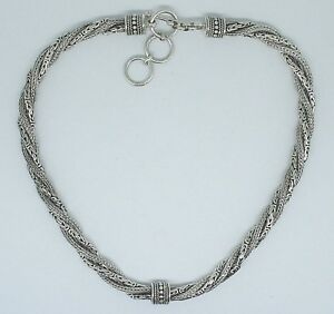 ネックレス　セールビザンチンソリッドスターリングシルバー＃ braided byzantine 4 row solid 925 sterling silver 19 10mm 112 gms g35