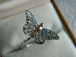 【送料無料】ネックレス　シルバーウェールズゴールドバタフライリングサイズclogau silver amp; 9ct welsh gold butterfly pav ring rrp 16900 size n
