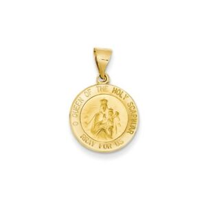 ネックレス　リバーシブルメダルペンダントイエローゴールドクイーン14k yellow gold queen of the holy scapular religious reversible medal pendant