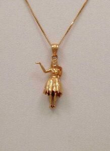 楽天hokushin【送料無料】ネックレス　ピンクローズゴールドハワイアンフラガールペンダント14k pink rose gold medium 3d hawaiian hula girl pendant charm