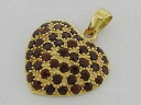 【送料無料】ネックレス ソリッドゴールドガーネットハートペンダントp043 9ct solid gold natural garnet pave love heart pendant
