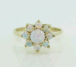 【送料無料】ネックレス イエローゴールドオパールクラスタリング9ct yellow gold opal cluster ring