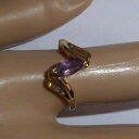 ネックレス　マーキーズシェイプアメジストゴールドツイストデザインリングmarquise shape purple amethyst 9ct gold twist design single stone ring hallmark