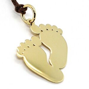 ̵ۥͥå쥹ɥڥȥեyellow gold pendant 750 18k, feet, fingerprint, for birth, engravable