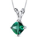 【送料無料】ネックレス　ホワイトゴールドラボエメラルドペンダントクッション14k 14ct white gold 075 ct lab emerald pendant cushion 6 x 6mm gemstone jewelry