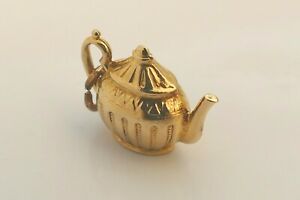 【送料無料】ネックレス　ビンテージゴールドリブティーポットrare vintage hm 9ct gold 3d ribbed tea..