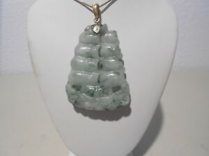 【送料無料】ネックレス　ペンダント14ktチェーンgreen jade sailing boat pendant 14kt gold without ..