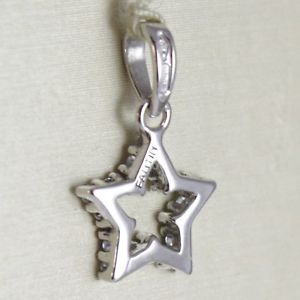 【送料無料】ネックレス　ホワイトゴールドペンダントジルコンイタリアwhite gold pendant 750 18k, star, long 17 cm, with zircon, made in italy