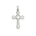 【送料無料】ネックレス 14kホワイトゴールドcastedクロスペンダント14k white gold solid polished casted budded...