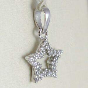 【送料無料】ネックレス　ホワイトゴールドペンダントジルコンイタリアwhite gold pendant 750 18k, star, long 17 cm, with zircon, made in italy