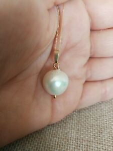 【送料無料】ネックレス　サウスシーパールソリッドイエローゴールドペンダントネックレスバロック