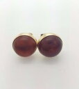 【送料無料】ネックレス イエローゴールドオレンジスタッドイヤリング14ct 585, 14k yellow gold amber stud earrings(4)