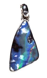 【送料無料】ネックレス　オーストラリアオレンジクイーンズランドボルダーオパールシルバーペンダントaustralian blue green orange queensland boulder opal silver pendant 28mm