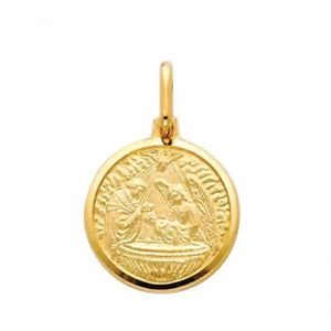 ネックレス　ktイエローホワイトゴールドバプテスマメダルチャームペンダント14kt yellow white gold religious baptism medal charm pendant
