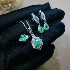 ̵ۥͥå쥹ӥɥ󥰥ڥȥ󥰥Сåcertified natural colombian emerald ring pendant earrings 925 silver set gifts