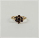 【送料無料】ネックレス イエローゴールドガーネットフラワーヘッドリングサイズ9ct yellow gold garnet flower head ring uk size n us 6(4)