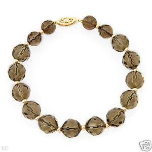 【送料無料】ネックレス　ソリッドkイエローゴールドスモーキートパーズビーズブレスレットstunning so..