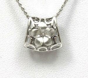 【送料無料】ネックレス　ソリッドソリッドホワイトゴールドリバーシブルハワイアンプルメリアスライダ..