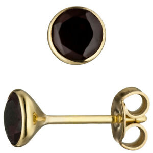 【送料無料】ネックレス　ガーネットレッドワインラウンドゴールドイエローイヤリングスタッドボルトear studs with garnet red wine round, 585 gold yellow earring jewelry