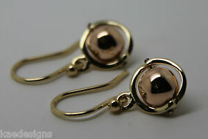 【送料無料】ネックレス　イエローローズゴールドフックボールドロップイヤリングkaedesigns 9ct yellow amp; rose gold 375 hook ball drop earrings