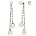 【送料無料】ネックレス チェーンシルバーイヤリングスタッドボルトイヤリングear stud earring with freshwater pearls on 2 chain 925 silver earrings