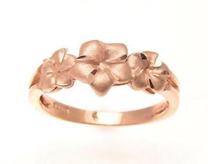 【送料無料】ネックレス　solid 14k rose gold hawaiian 5mm7mm5mm plumeria flowerringsolid 14k rose gold hawaiian 5mm7mm5mm plume..