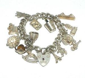 【送料無料】ネックレス　13womensladieswomens solid silver charm bracelet with 13 charms