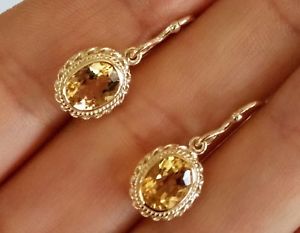 【送料無料】ネックレス　イエローゴールドシトリンドロップイヤリングe066 genuine 9ct yellow gold natural citrine drop dange earrings 8x6mm gems