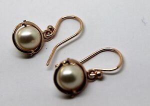 ̵ۥͥå쥹ɥۥ磻ȥѡ٥㡼եåkaedesigns, genuine 9ct rose gold 76mm white pearl belcher hook earrings