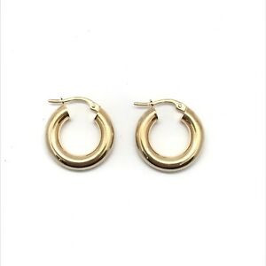 ̵ۥͥå쥹 375 9ct18mm塼֥ 375 9ct yellow gold 18mm round tube hinged hoop earrings polished finish