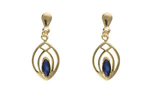 【送料無料】ネックレス　サファイアイヤリングソリッドイエローゴールドドロップドロップsapphire drop earrings solid yellow gold marquise drops(4)
