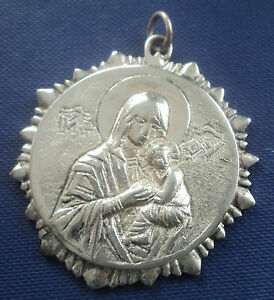 【送料無料】ネックレス　シルバーペンダントレディマドンナイエスキリストattractive very large silver pendant our lady virgin mary madonna amp; jesus