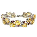 【送料無料】ネックレス レモンスターリングシルバーブレスレット5640ct real 12x10 mm yellow citrine rhodolite sterling 925 silver bracelet 875