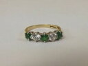 【送料無料】ネックレス　ゴールドジルコンエメラルドガラスリング14 ct gold zircons amp; emerald coloured glass 5 stones half eternity ring