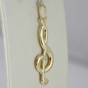 【送料無料】ネックレス　イエローゴールドペンダントイタリアyellow gold pendant 750 18k, treble clef, long 35 cm, made in italy