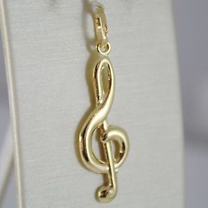 【送料無料】ネックレス　イエローゴールドペンダントイタリアyellow gold pendant 750 18k, treble clef, long 35 cm, made in italy